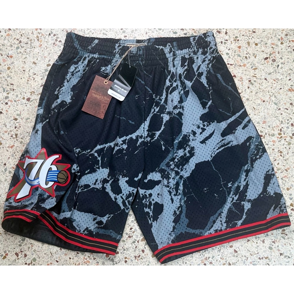 Mitchell & Ness NBA Philadelphia 76ers Drawstring Waist Basketball Shorts Size L